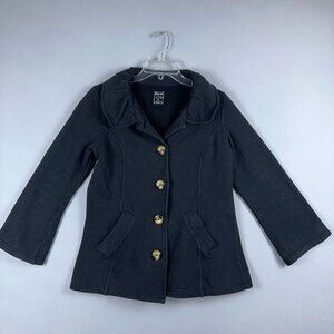 Three Hearts Blazer Jacket Womens Size Medium Front Four Button Black